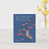 Personalized Holiday Poem Illustrated Waxwing Bird カード (黄色い花)