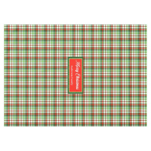 Personalized Holiday Tablecloth Elegant Red Green テーブルクロス (正面(横))