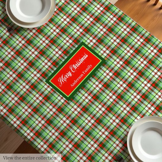 Personalized Holiday Tablecloth Elegant Red Green テーブルクロス