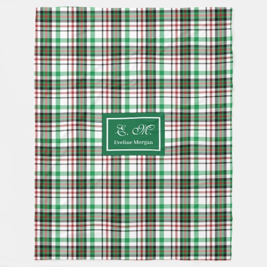 Personalized Holiday Throw Blanket Plaid Keepsake フリースブランケット (正面)