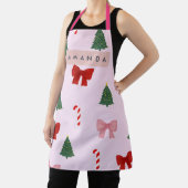 Personalized Holiday Tree & Candy Cane Pattern エプロン (インサイチュ)
