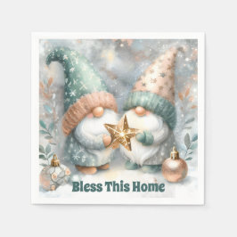 Personalized Holiday Winter Gnome Bless This Home  スタンダードカクテルナプキン