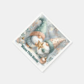 Personalized Holiday Winter Gnome Bless This Home  スタンダードカクテルナプキン (角)