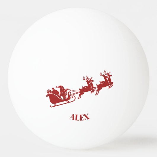 Personalized Holidays Santa Sleigh Ride Scene 卓球ボール (裏面)