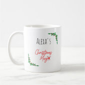 Personalized Holly Berry Candy Cane Name Christmas コーヒーマグカップ (左)