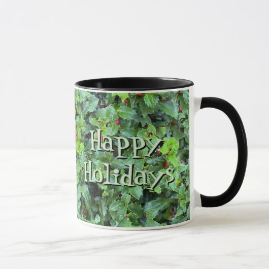 Personalized Holly Berry Christmas Holiday Gift Mu マグカップ (右)