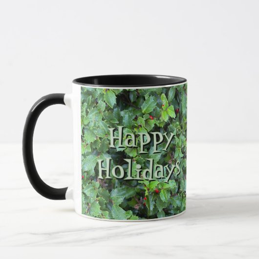 Personalized Holly Berry Christmas Holiday Gift Mu マグカップ (左)