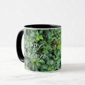 Personalized Holly Berry Christmas Holiday Gift Mu マグカップ (正面左)