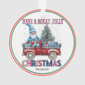 Personalized Holly Jolly Christmas オーナメント (裏面)