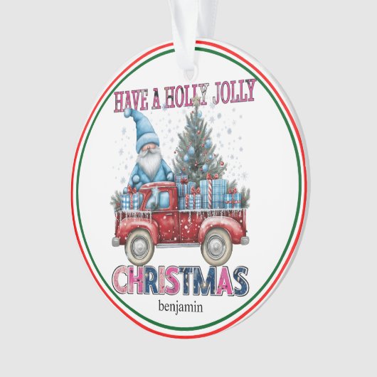 Personalized Holly Jolly Christmas オーナメント (正面)