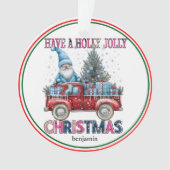 Personalized Holly Jolly Christmas オーナメント (正面)