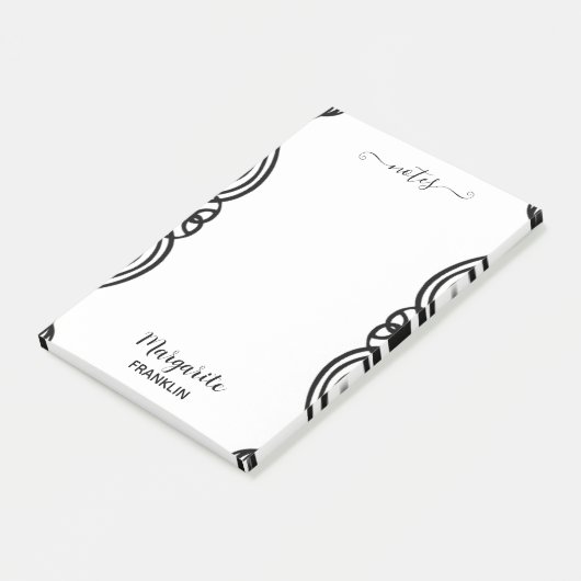 Personalized Home Office B&W Curly Notes ポストイット (アングル)