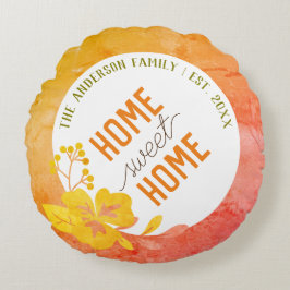 Personalized Home Sweet Home Family Name ラウンドクッション