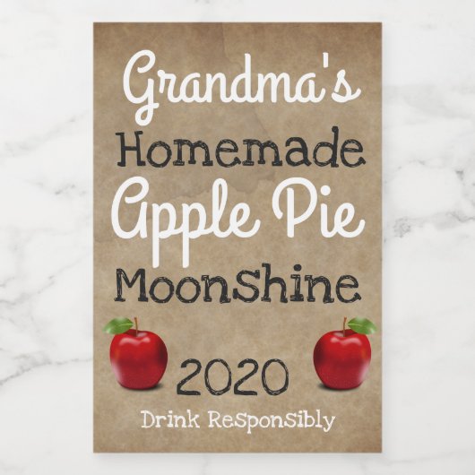 Personalized Homemade Apple Pie Moonshine Label フードラベル (シングルラベル)