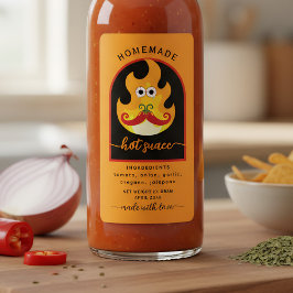 Personalized Homemade hot sauce orange label ラベル