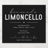 Personalized Homemade Limoncello Bottle Label リキュールボトルラベル (シングルラベル)
