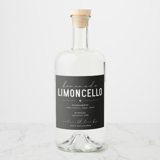 Personalized Homemade Limoncello Bottle Label リキュールボトルラベル (正面)