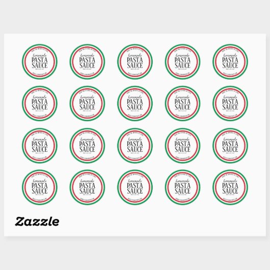 Personalized Homemade Pasta Sauce Label Sticker ラウンドシール (シート)