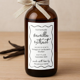 Personalized Homemade Vanilla Extract Doodle Label ワインラベル
