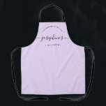 Personalized Homemade with Love Kitchen purple エプロン<br><div class="desc">Let's get baking. Customize the script Name on this personalized purple apron. Seen here in red with white typography in a stylish treatment. Encourage the sweet baker in your life, a small business bakery owner with a special gift. Perfect for baking those yummy goodies, treats, cakes, cookies and more. Featuring...</div>