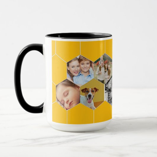 Personalized Honeycomb Family & Pet Photo Mug マグカップ (左)