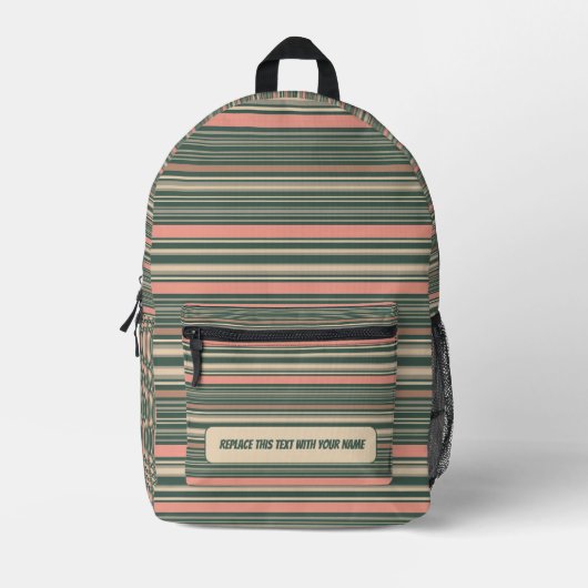 Personalized Horizontal Stripe Backpack プリントバックパック (正面)