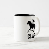 personalized horse girl mug custom name equestrian ツートーンマグカップ (正面右)