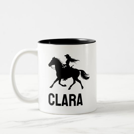 personalized horse girl mug custom name equestrian ツートーンマグカップ (左)
