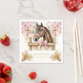 Personalized Horse Napkin – Blush Pink Country スタンダードカクテルナプキン (インサイチュ)