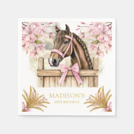 Personalized Horse Napkin – Blush Pink Country スタンダードカクテルナプキン