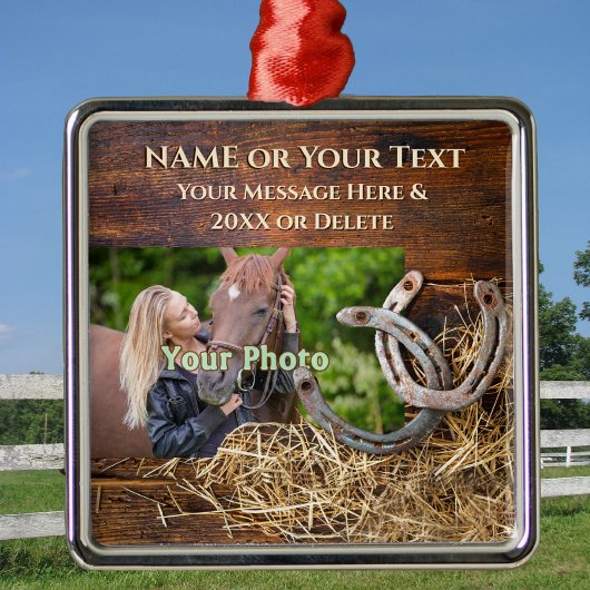 Personalized, Horse Ornaments for Christmas Tree メタルオーナメント