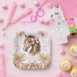 Personalized Horse Paper Plate – Blush Pink ペーパープレート