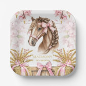 Personalized Horse Paper Plate – Blush Pink ペーパープレート (正面)