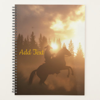 Personalized Horse Photo Equine Sunset Cowboy プランナー手帳