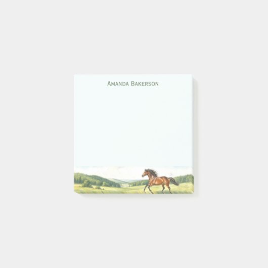 Personalized Horse Stationery Customized Name ポストイット (正面)