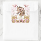 Personalized Horse Sticker – Blush Pink スクエアシール (バッグ)