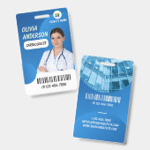 Personalized Hospital Employee Logo & Photo ID  バッジ (正面＆裏面)