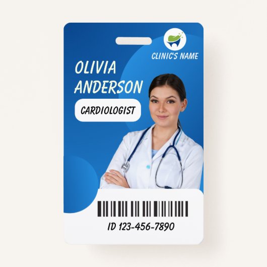Personalized Hospital Employee Logo & Photo ID  バッジ (正面)