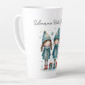 Personalized Hot Cocoa Mug with winter children カフェラテマグ (左アングル)