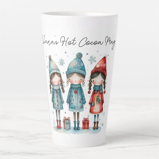 Personalized Hot Cocoa Mug with winter children カフェラテマグ (正面)