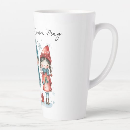 Personalized Hot Cocoa Mug with winter children カフェラテマグ (右)