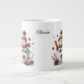 Personalized Hot Cocoa Snowman Custom Name Mug ジャンボコーヒーマグカップ (正面)