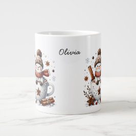 Personalized Hot Cocoa Snowman Custom Name Mug ジャンボコーヒーマグカップ