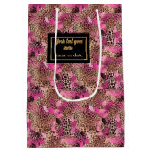 Personalized hot pink leopard skin gift wrap ミディアムペーパーバッグ (裏面)