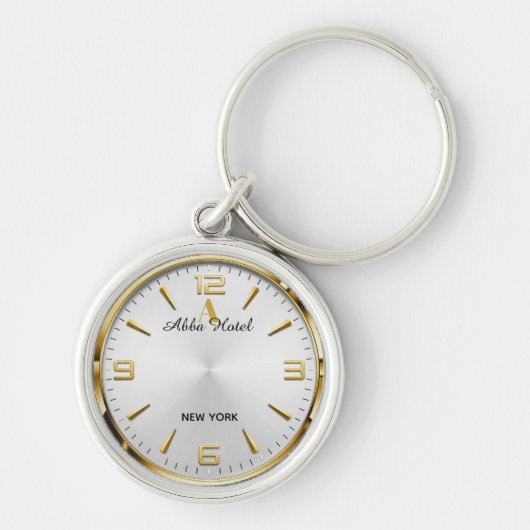 Personalized Hotel Name Luxury Gold Silver キーホルダー (正面)