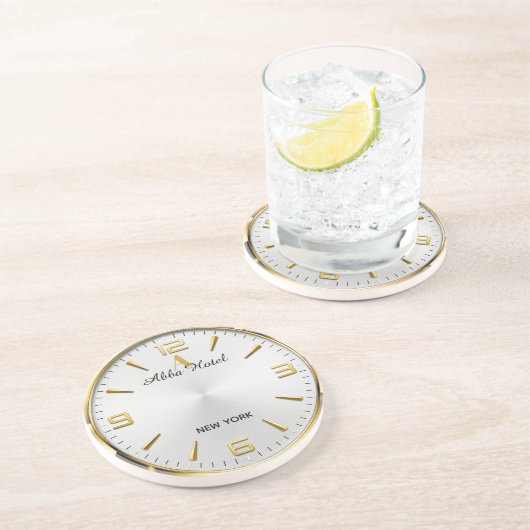 Personalized Hotel Name Luxury Gold Silver コースター (側面)