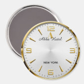 Personalized Hotel Name Luxury Gold Silver マグネット (正面/裏面)