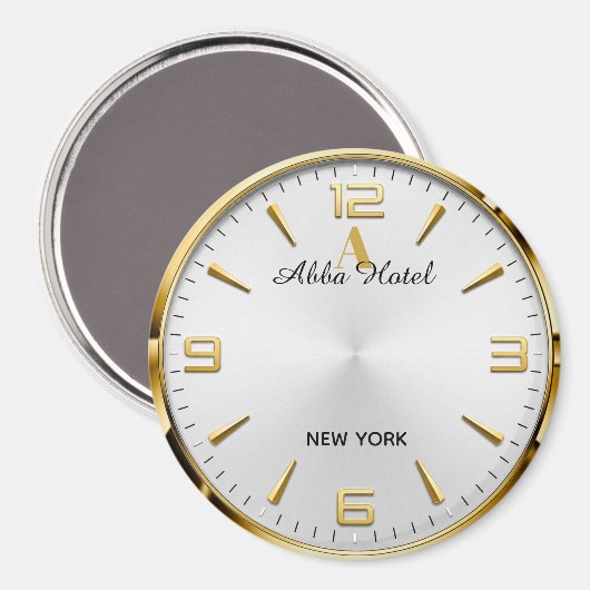 Personalized Hotel Name Luxury Gold Silver  マグネット (正面/裏面)