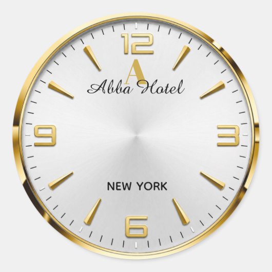 Personalized Hotel Name Luxury Gold Silver  ラウンドシール (正面)