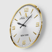 Personalized Hotel Name Luxury Gold Silver  ラージ壁時計 (傾斜)